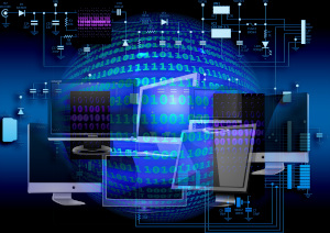 Différents écrans représentant un parc informatique
